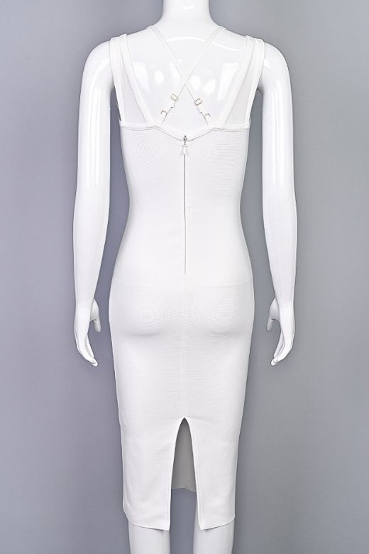 Lucy Bandage Midi Dress - White Pearl