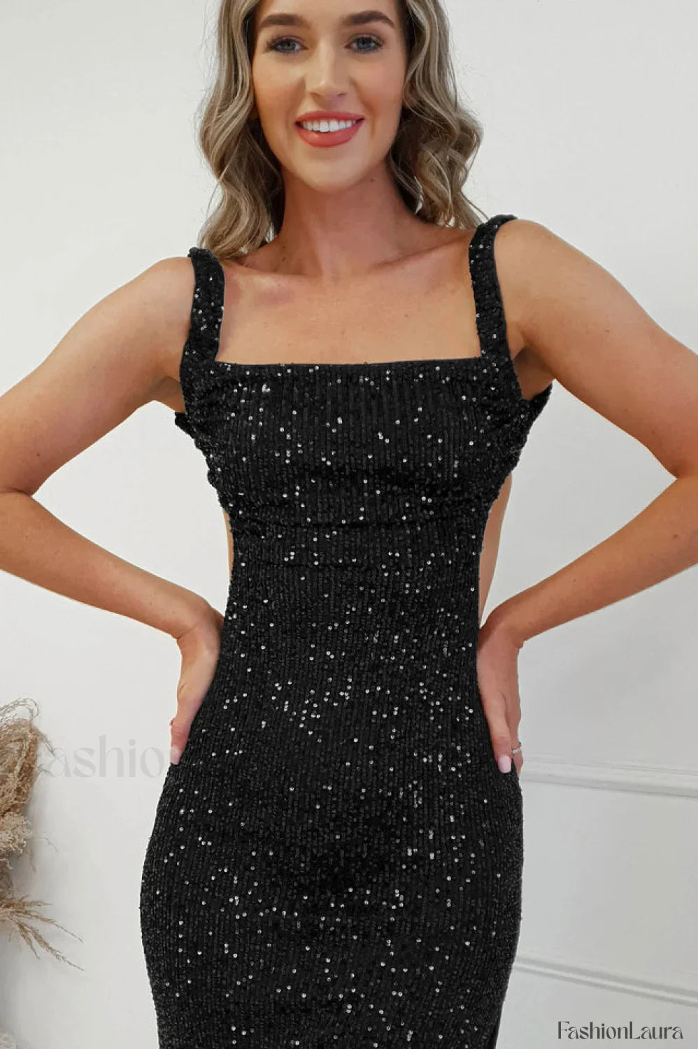 Lulana Sequin Stylish Midi Dress