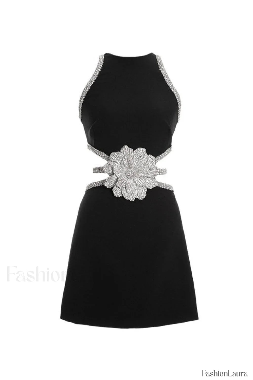 Luna Crystal Floral Charming Embellished Mini Dress