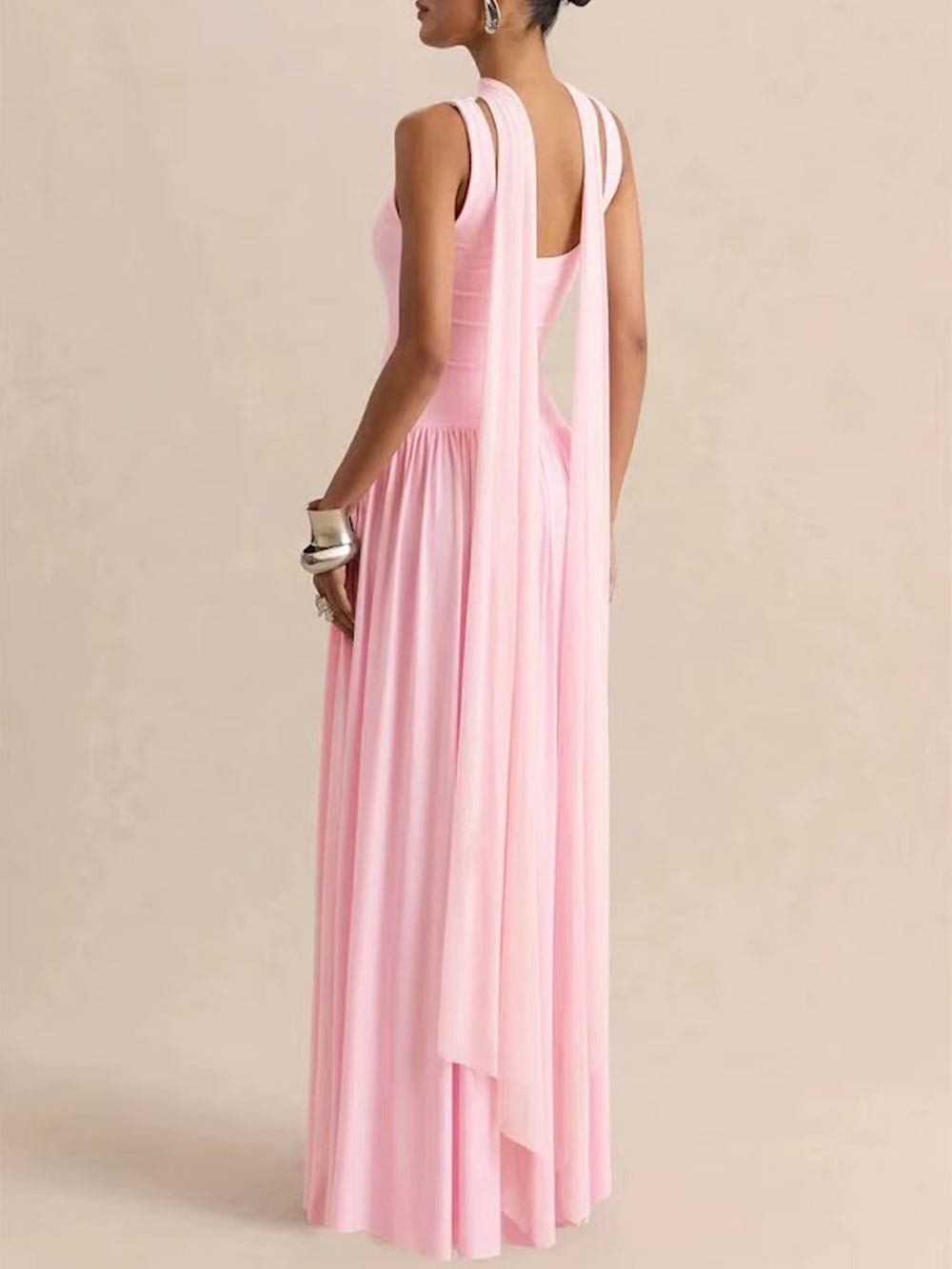 Luna Pleated Drop Waist Maxi Dress