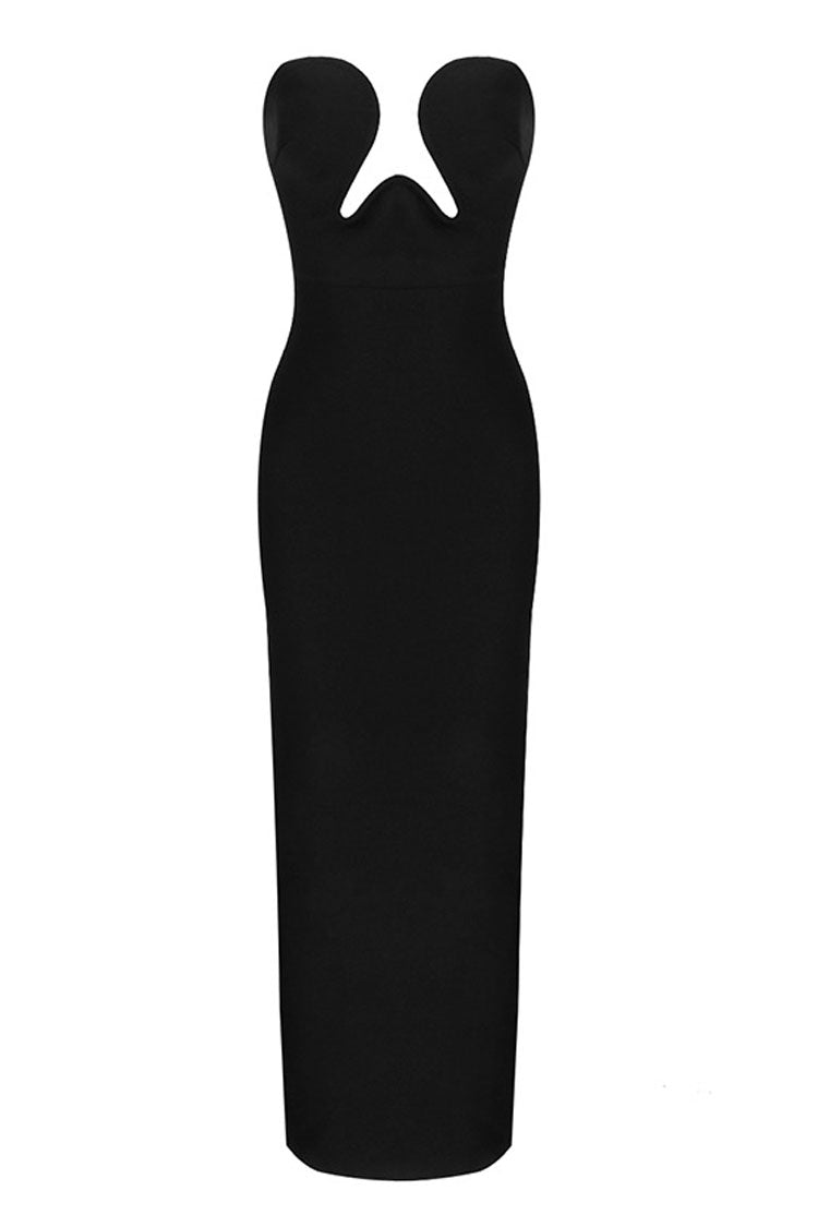 Strapless Bandage Bustier High Split Formal Maxi Gown