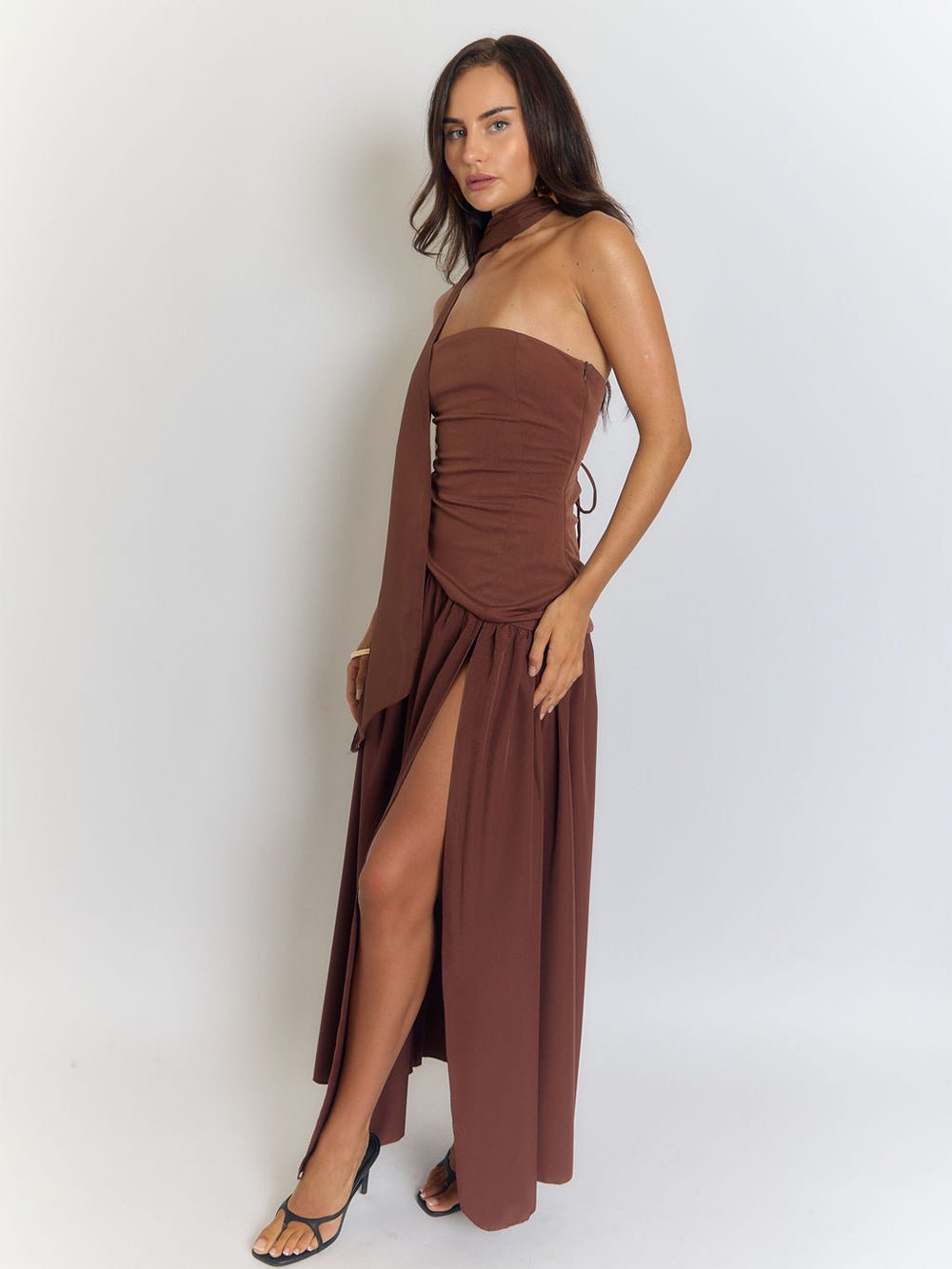Lyra Backless Split Skirt Maxi Dress
