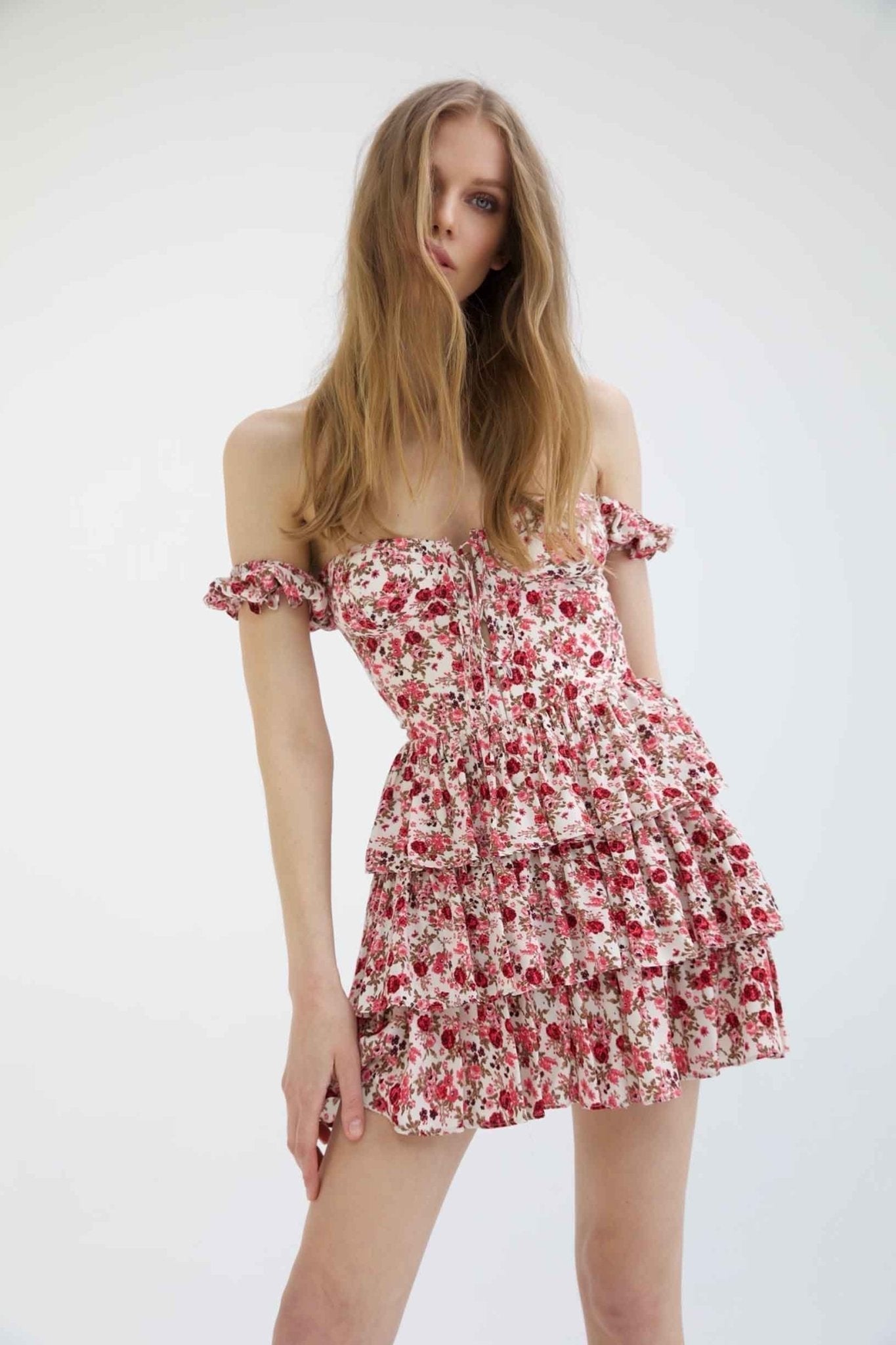 V-Neck Sleeveless Corset Tiered Bodycon Mini Dress