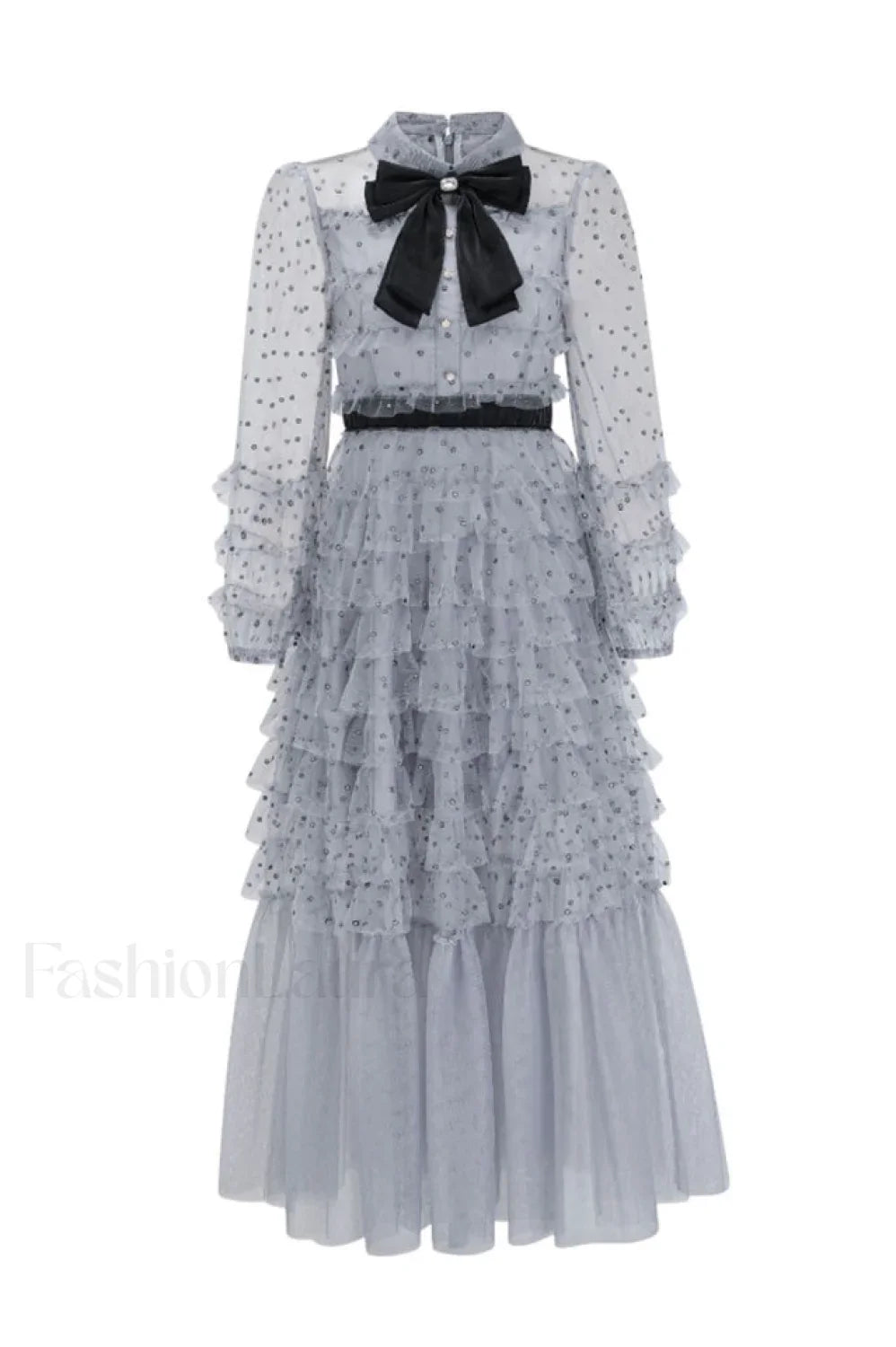 Maddison Polka Stylish Dot Maxi Dress S / Dusty Blue