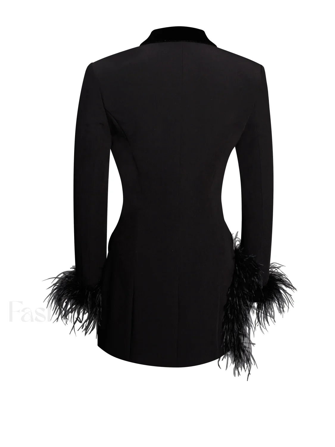 Madeline Black Feather Charming Trim Blazer Dress