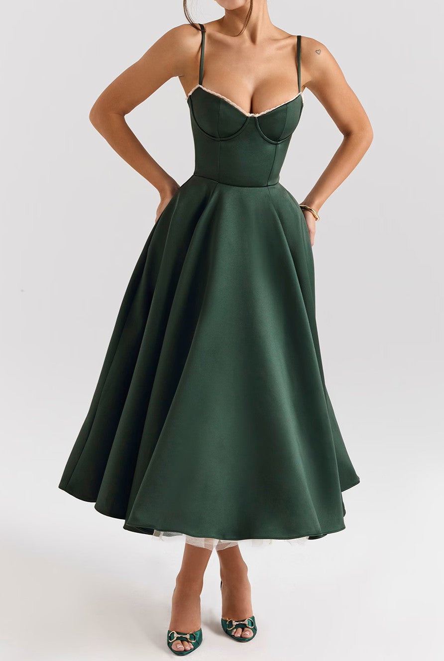 Satin Tulle Midi Dress - View 8