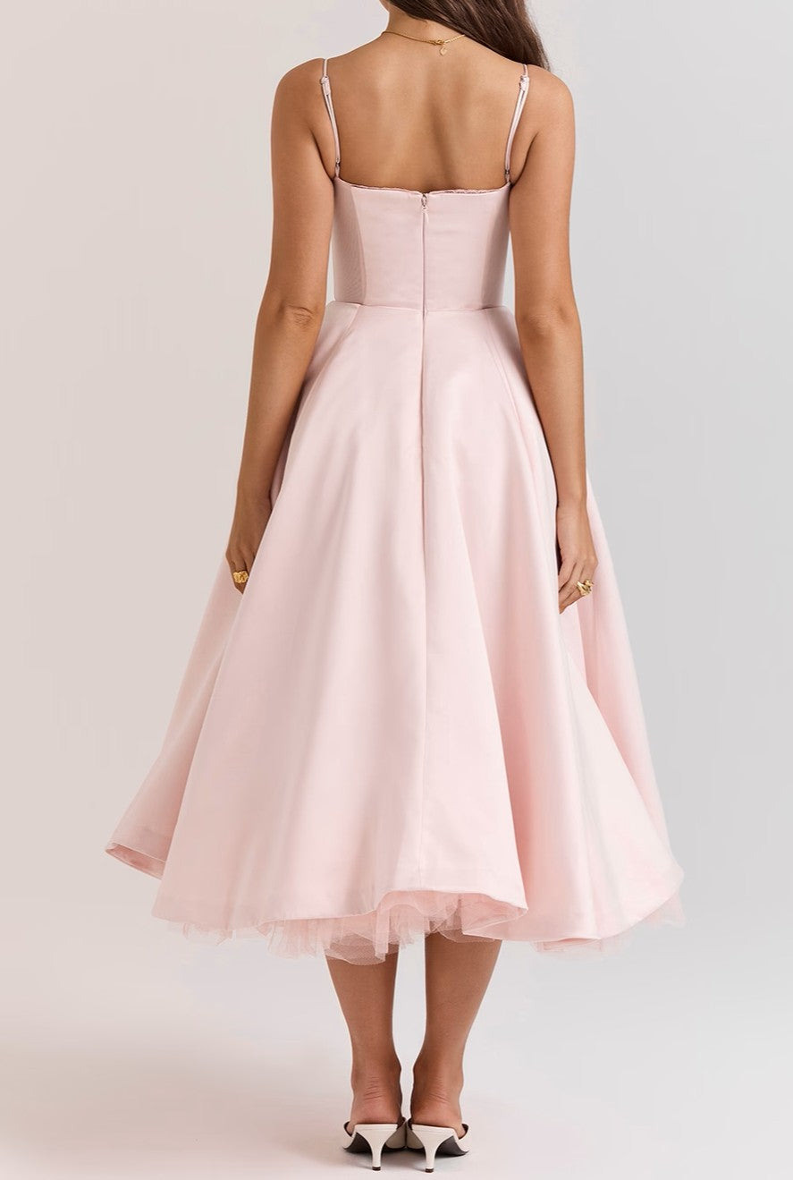 Satin Tulle Midi Dress - View 7