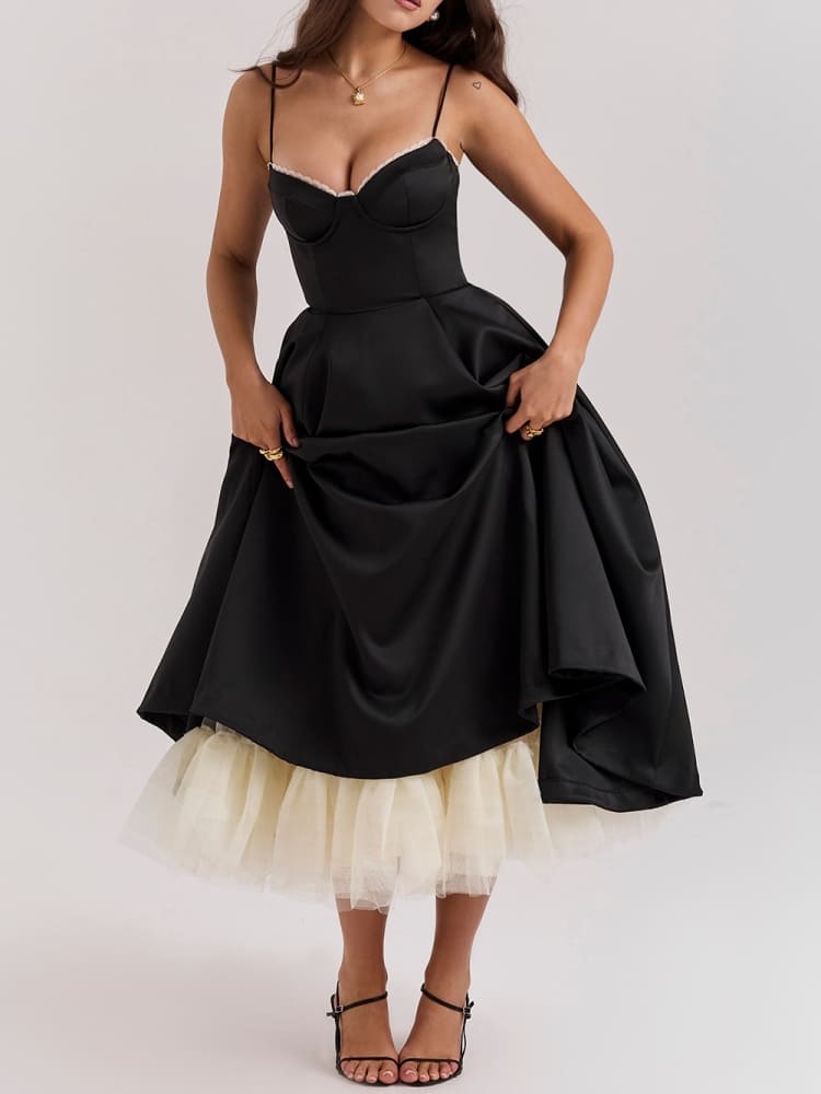 Black Tulle Midi Dress - View 6