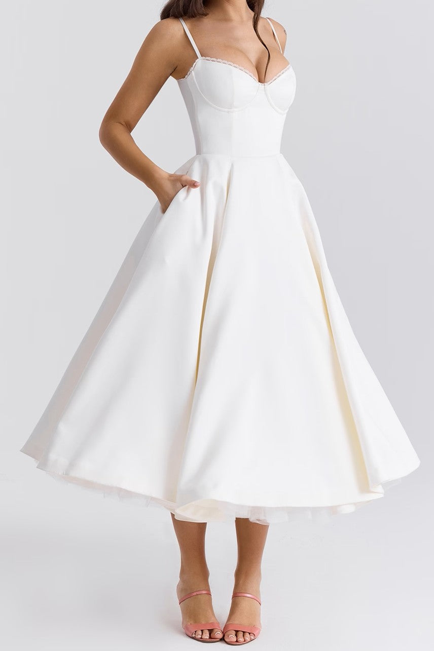 Satin Tulle Midi Dress - View 9