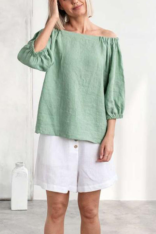 Button Linen Paperbag Short