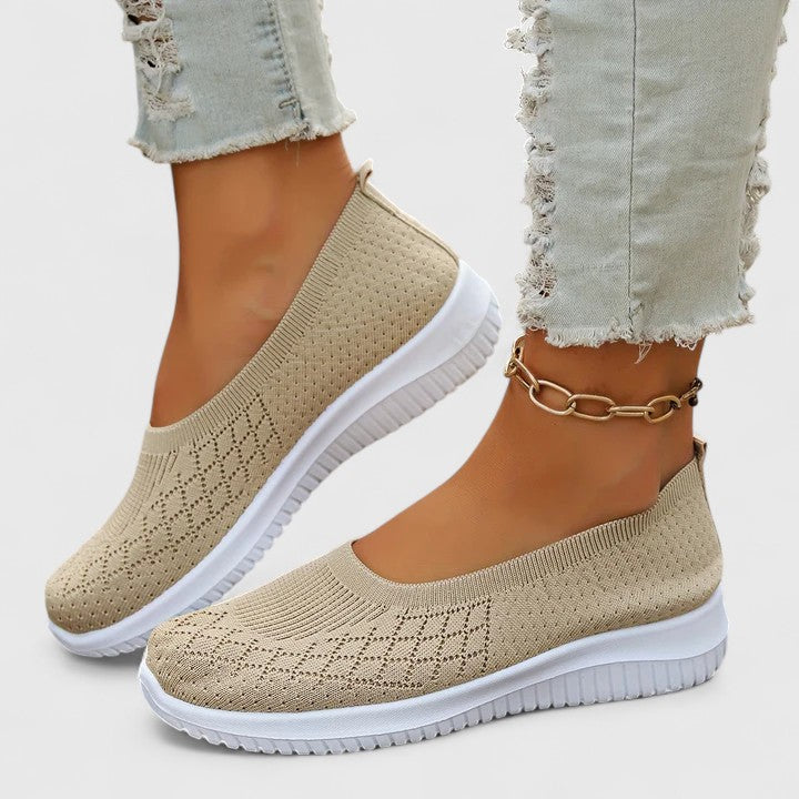 Mesh Knit Slip On Flat Sneakers