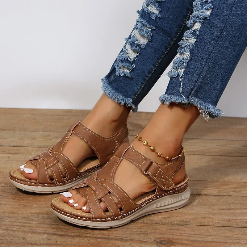 Closed Toe Fisherman Slingback Wedge Sandals
