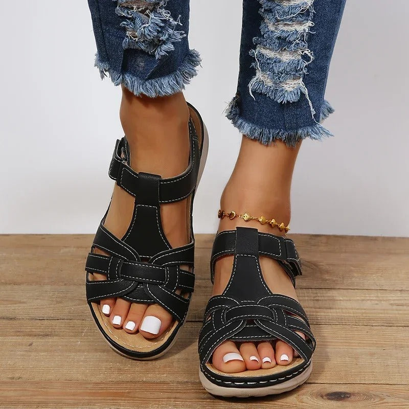 Closed Toe Fisherman Slingback Wedge Sandals