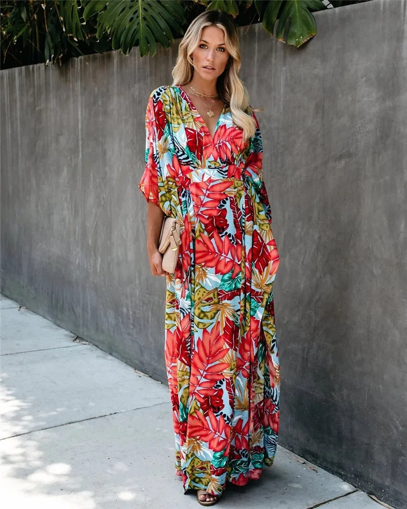Juniper - Boho Breeze Kimono Maxi Dress One size