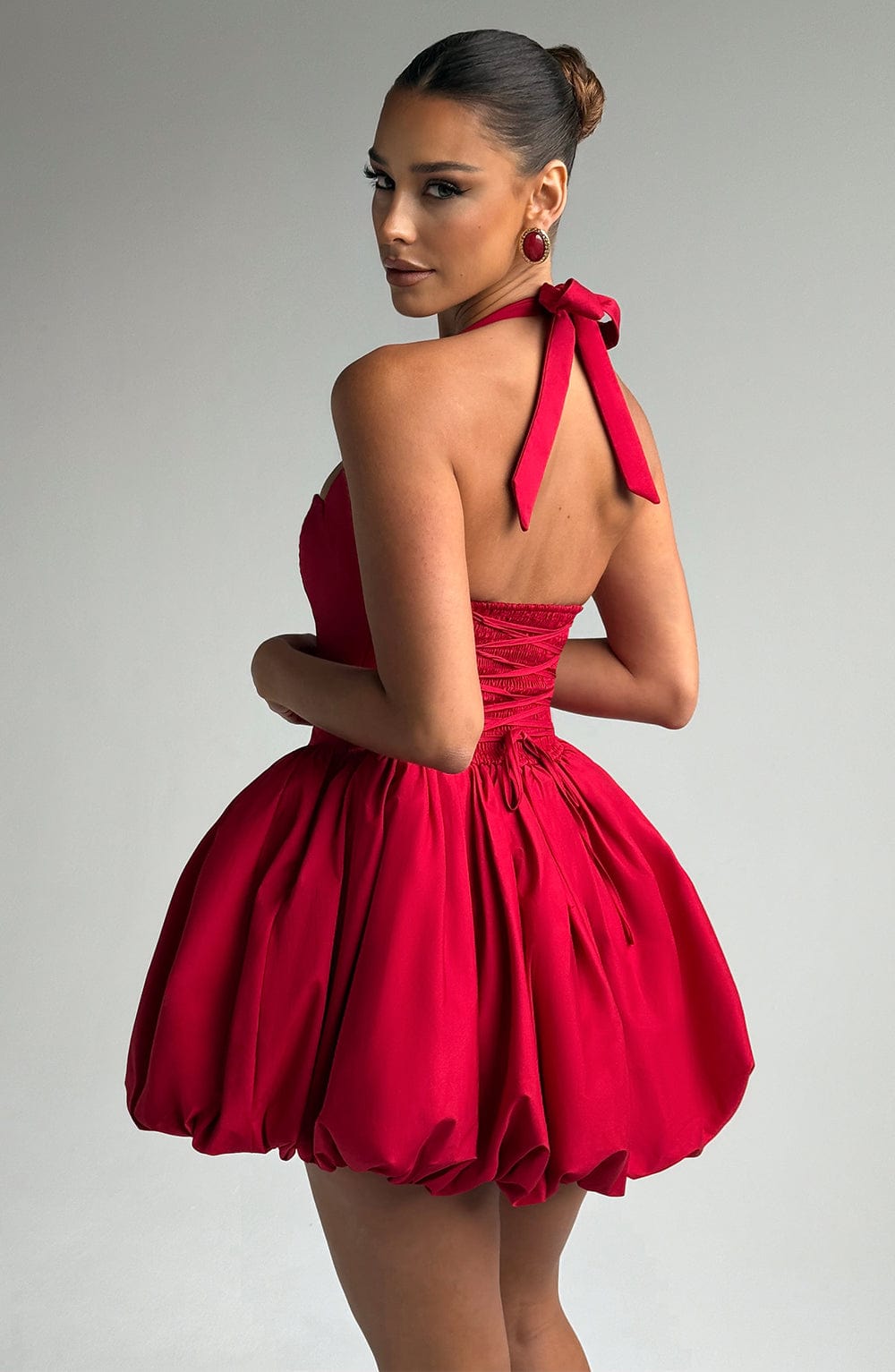 Halter Neck Corset Bubble Hem Mini Dress 5