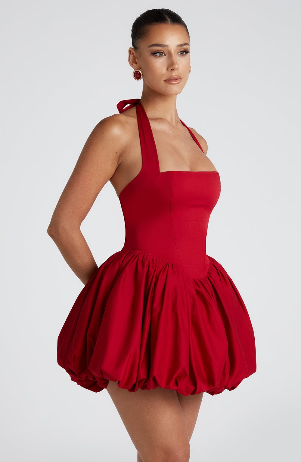 Halter Neck Corset Bubble Hem Mini Dress 9