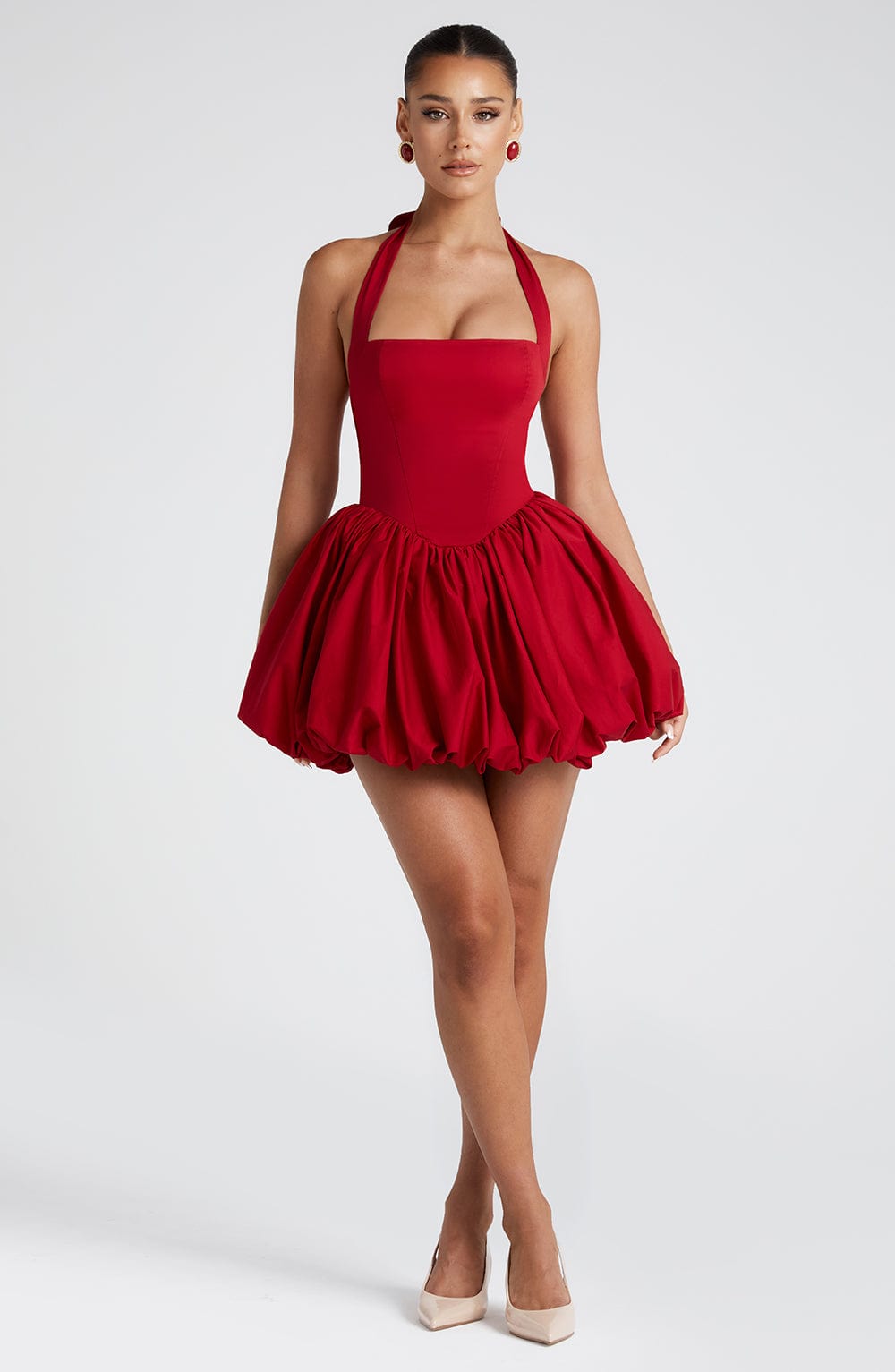 Halter Neck Corset Bubble Hem Mini Dress 8