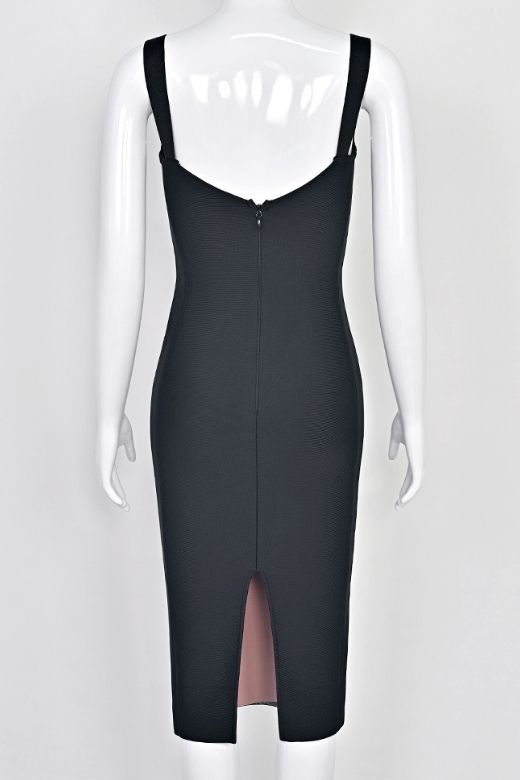 Marilyn Bodycon Wrap Midi Dress - Classic Black