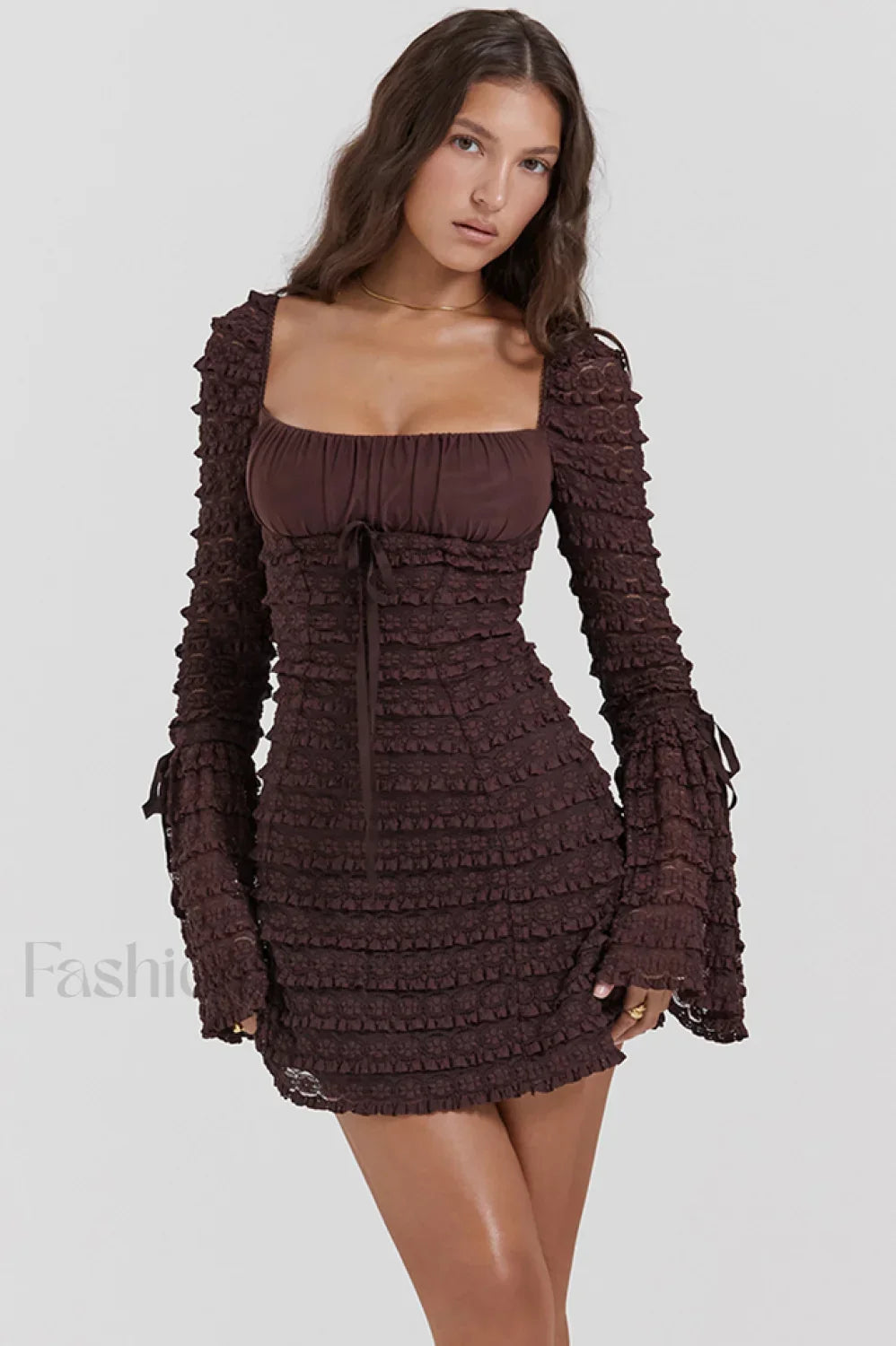 Marisa Rich Stylish Brown Lace Dress