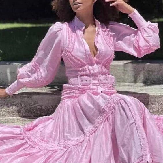 Matilda Bishop Sleeves Belted Maxi Dress