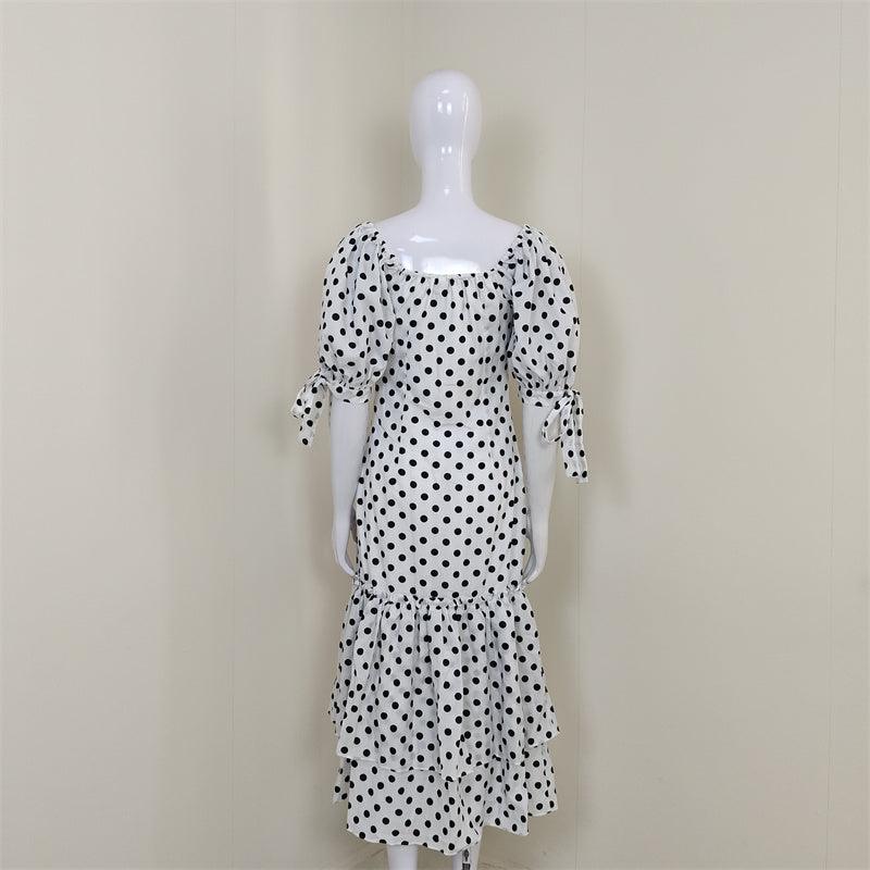 Matilda Ditsy Off Shoulder Layered Hem Midi Dress