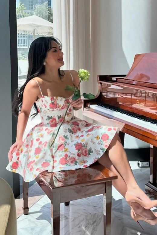 Floral Spaghetti Strap Corset Mini Dress 7