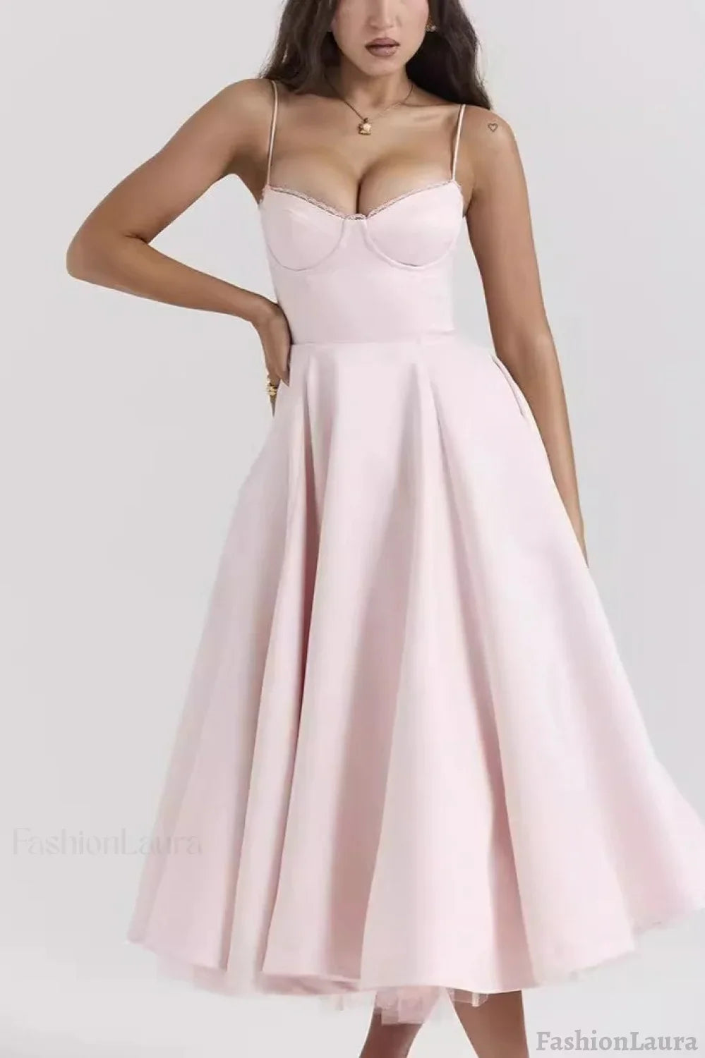 Maxi V-Neck Puff Party Dress S / Pink