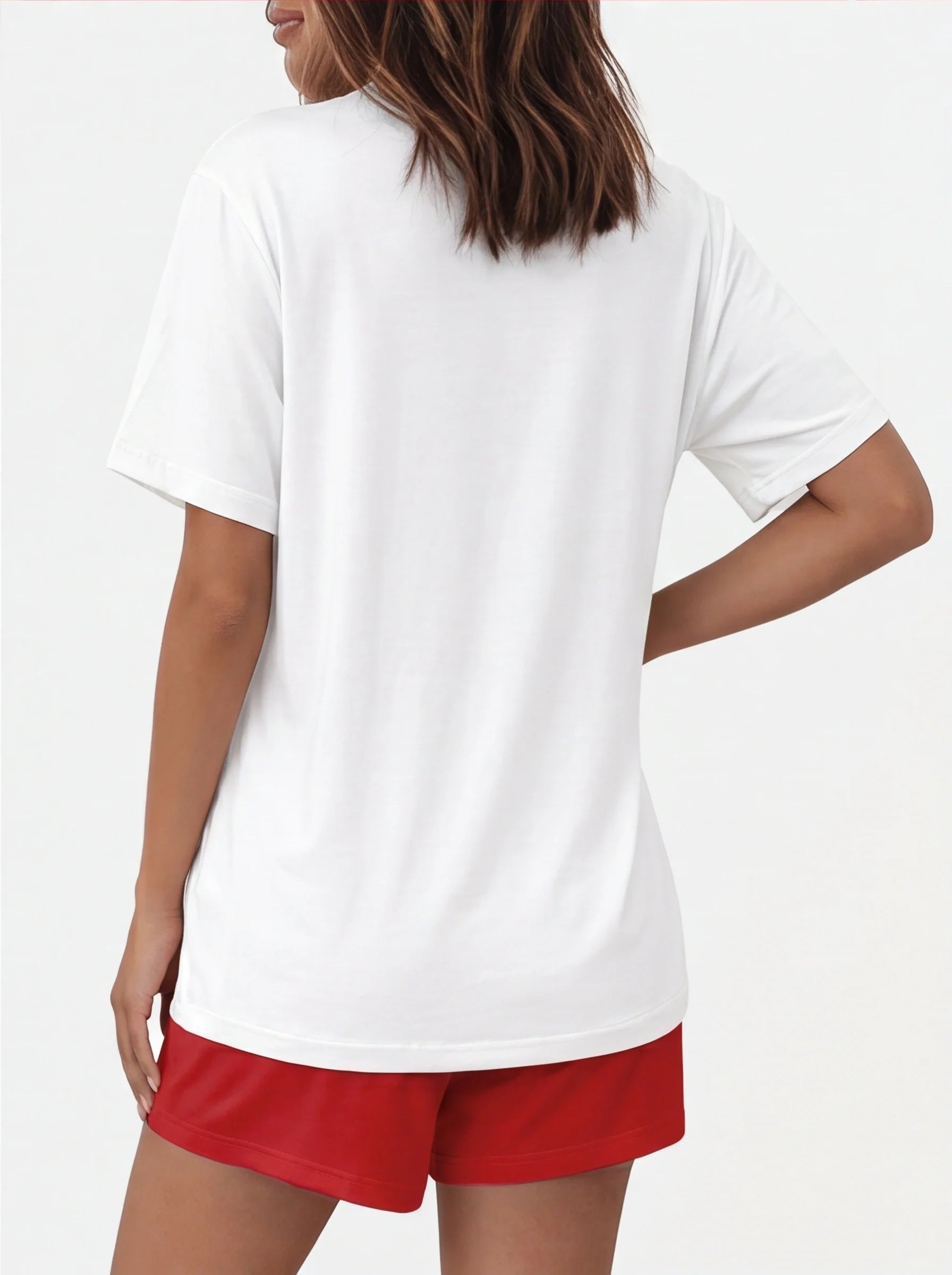 Chic Lounge Set | Women's Graphic Print Top & Elastic Waist Shorts