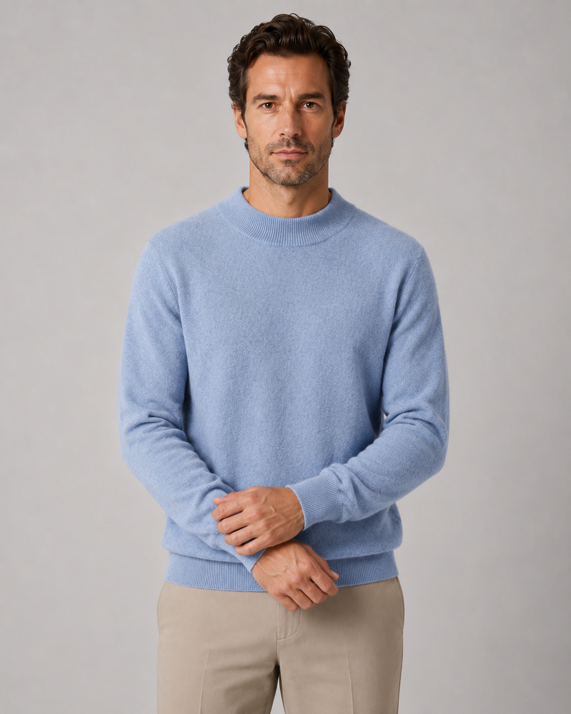 Men's Wool Crew Neck Sweater Lightweight Fine Knit