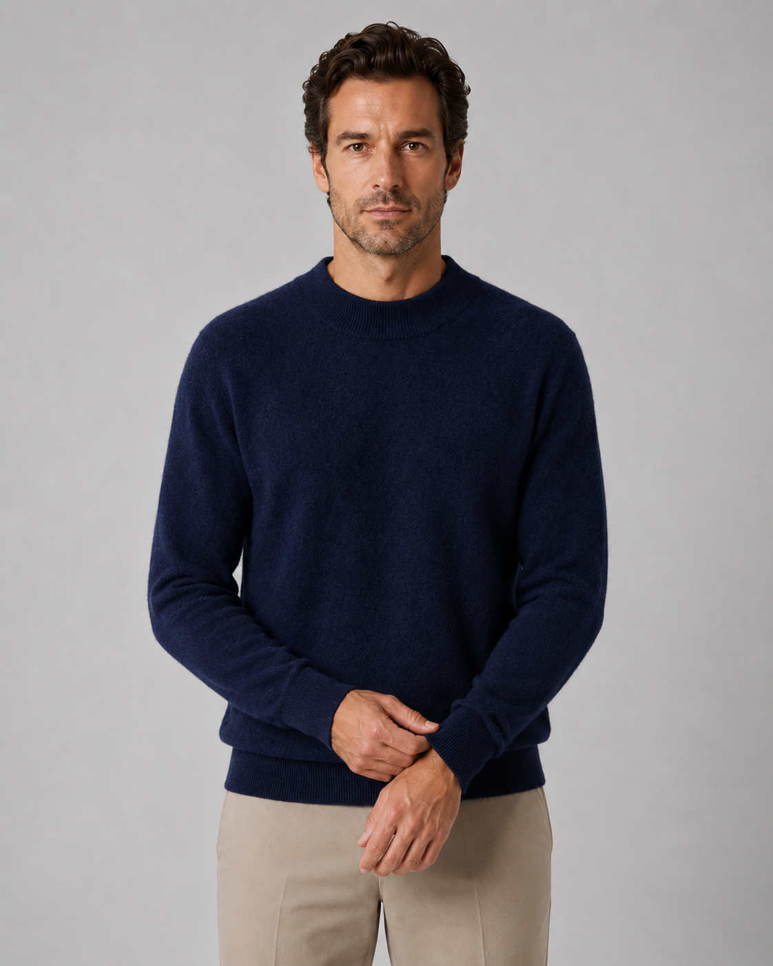 Men's Wool Crew Neck Sweater Lightweight Fine Knit