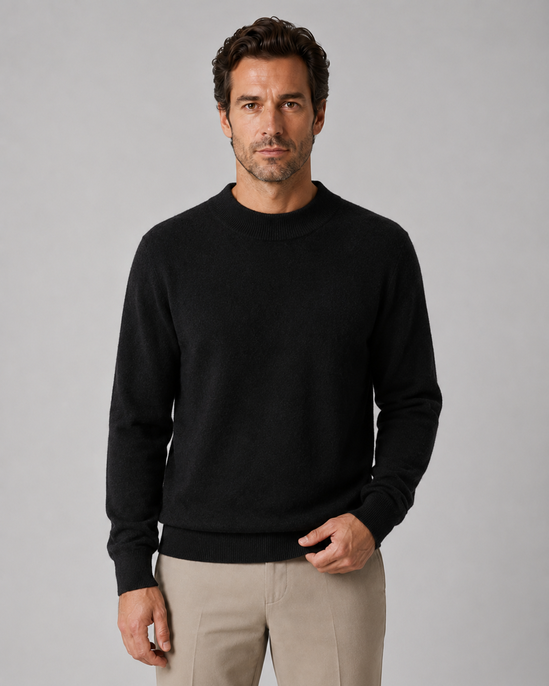 Men's Wool Crew Neck Sweater Lightweight Fine Knit