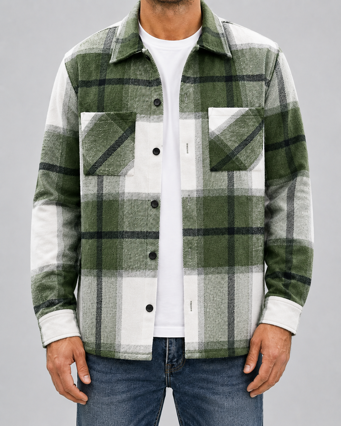 Men's Brushed Check Flannel Shirt Jacket