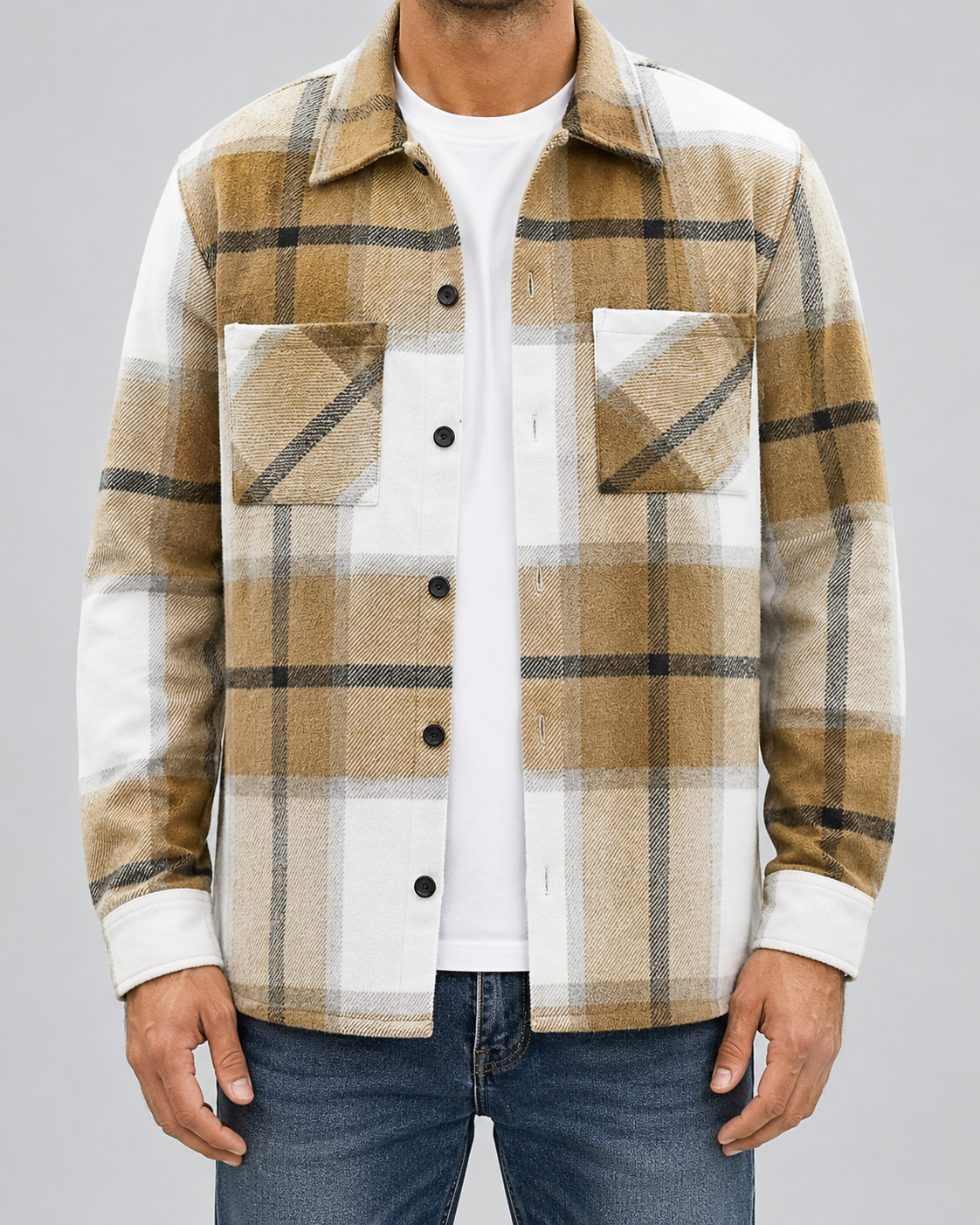 Men's Brushed Check Flannel Shirt Jacket