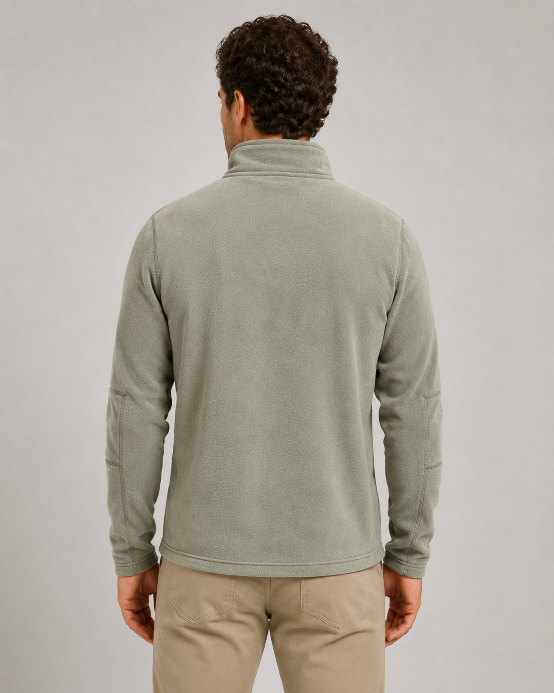 Men's Brushed Fleece Quarter-Zip Pullover - Stand Collar Regular Fit