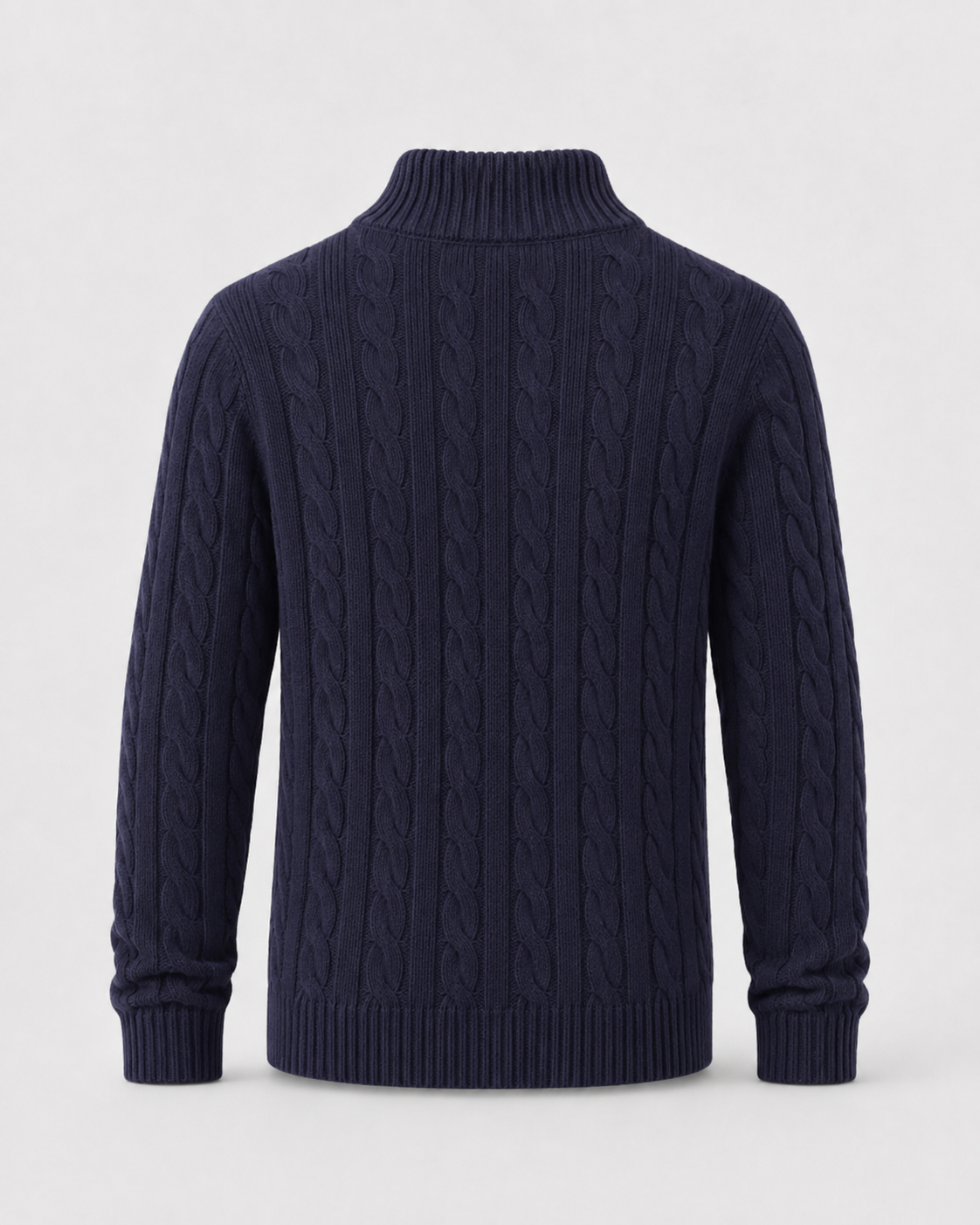 Men's Cable Knit Quarter-Zip Mock Neck Sweater