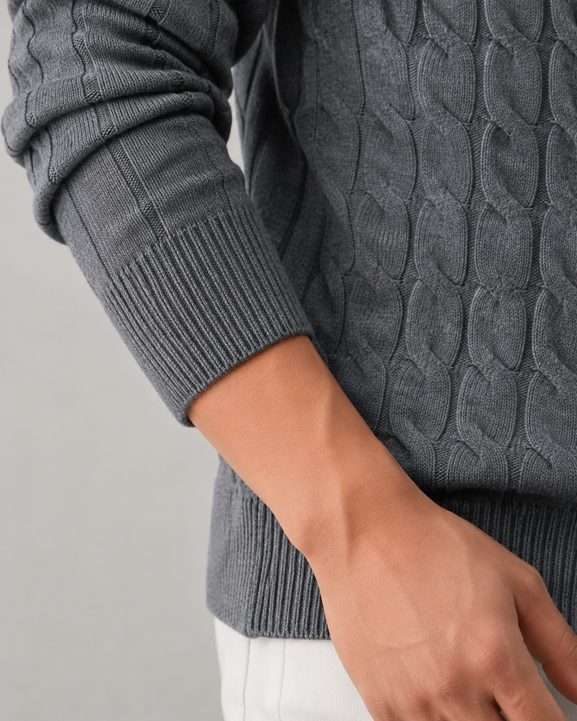 Men's Cable Knit Zip Cardigan with Stand Collar