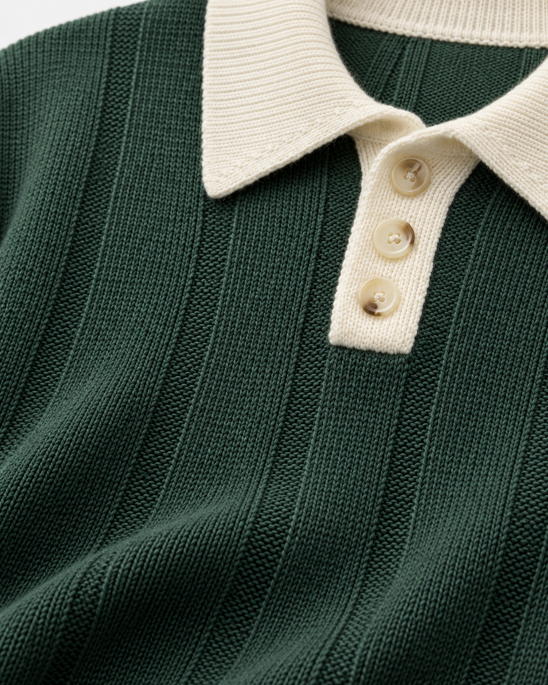 Men's Contrast Collar Polo Sweater - Ribbed Knit Regular Fit