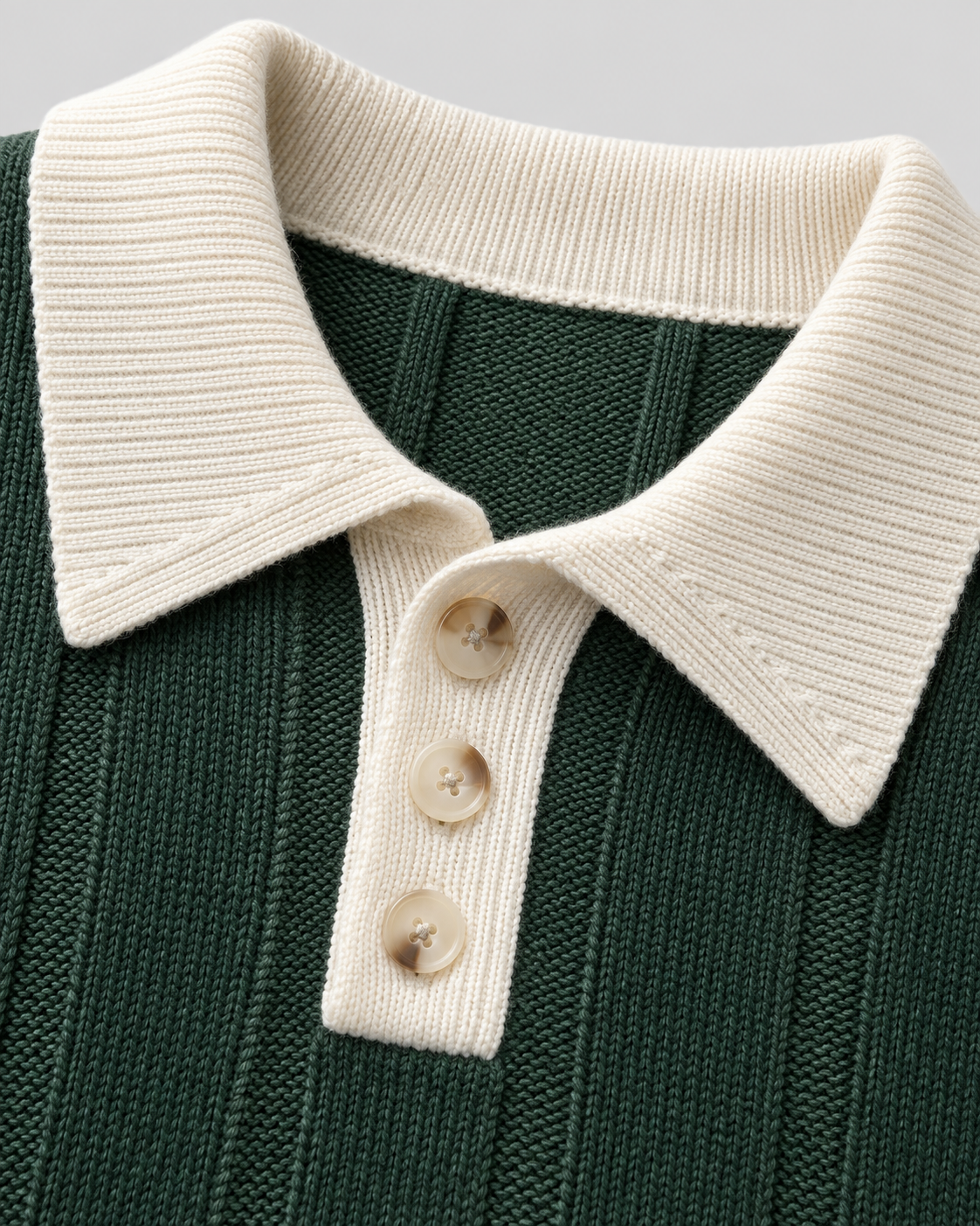 Men's Contrast Collar Polo Sweater - Ribbed Knit Regular Fit