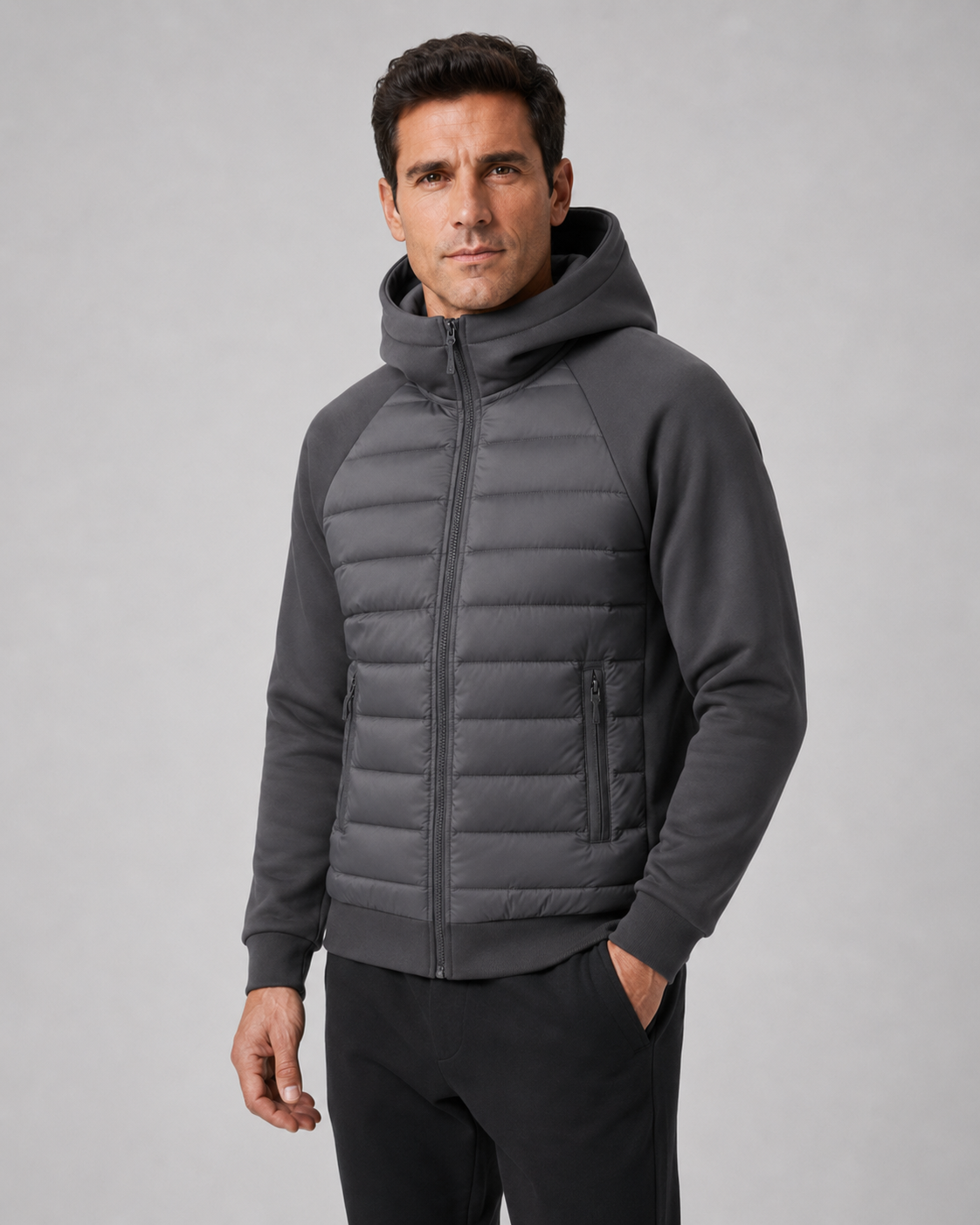Men's Hybrid Quilted Hooded Jacket