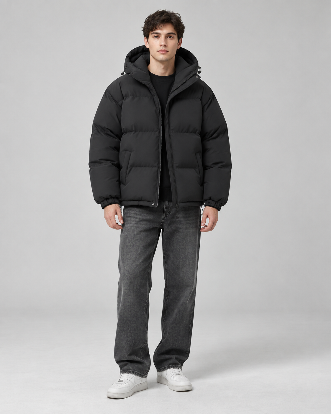 Men's Insulated Puffer Jacket - Hooded Relaxed Fit