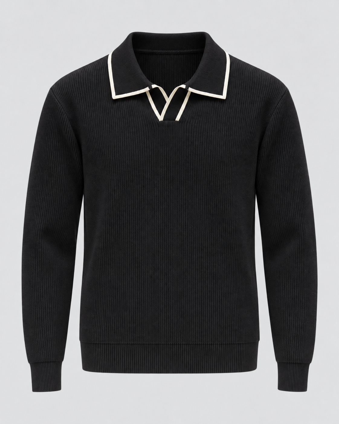 Men's Johnny Collar Polo Sweater - Rib-Knit Regular Fit