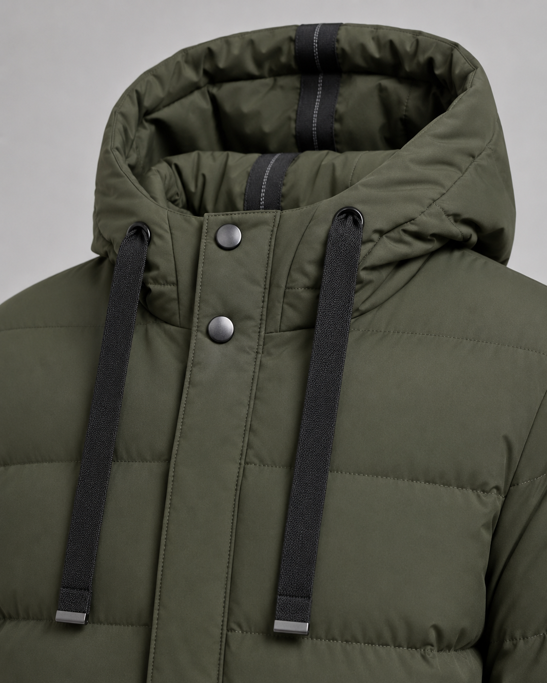 Men's Long Quilted Parka - Hooded Insulated Design