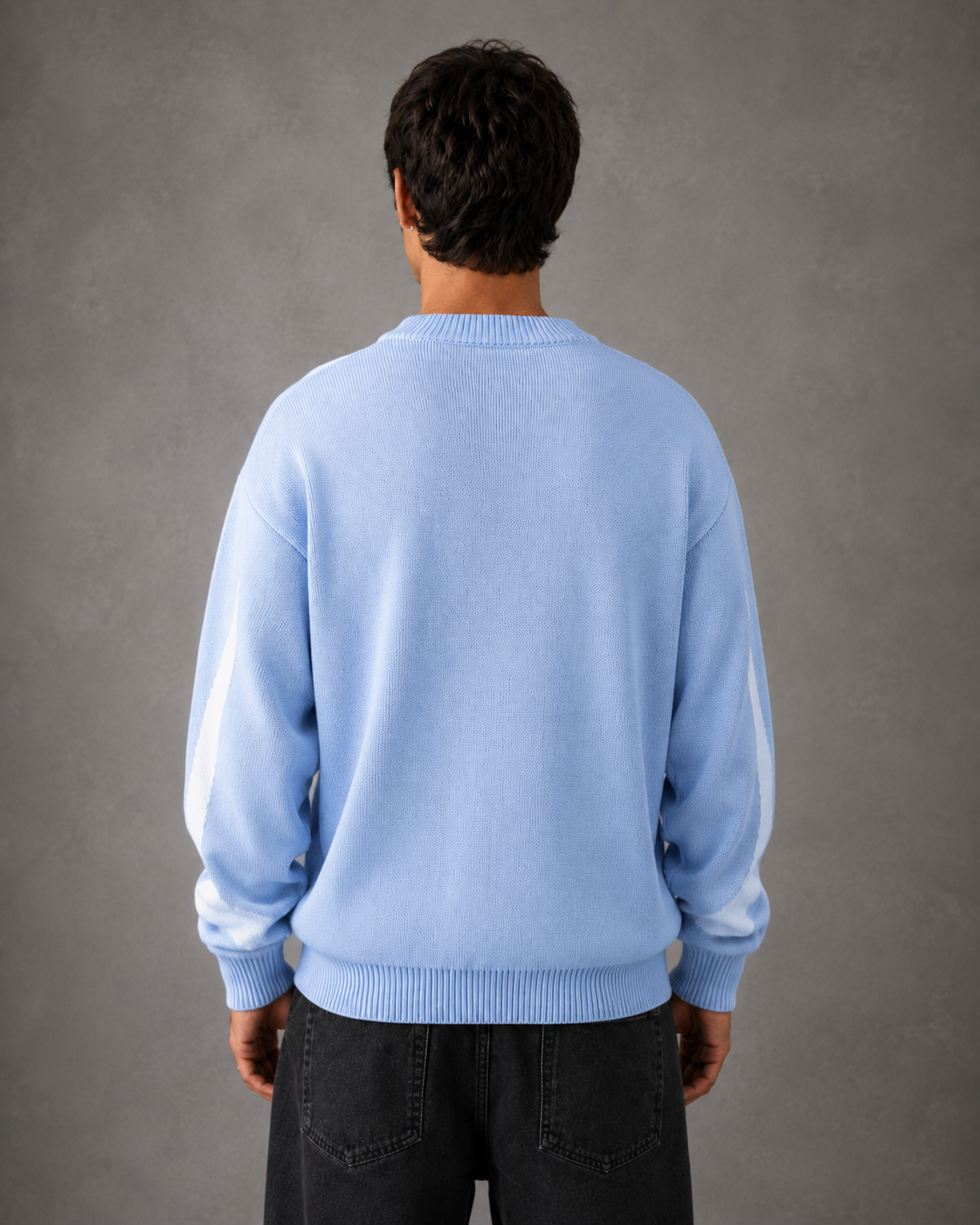 Men's Streetwear Graphic Knit Sweater - Crew Neck