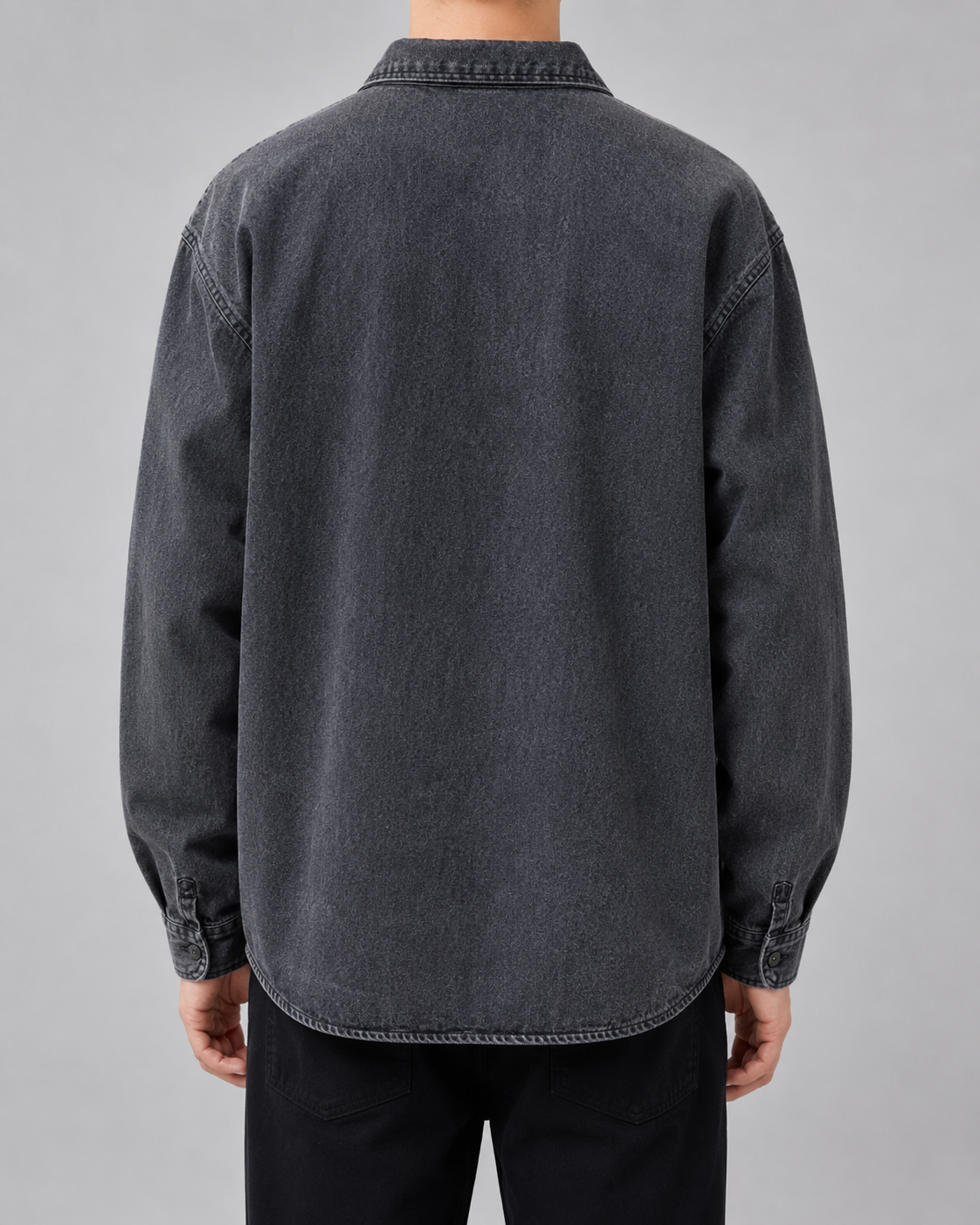 Men's Washed Denim Shirt Jacket Relaxed Fit