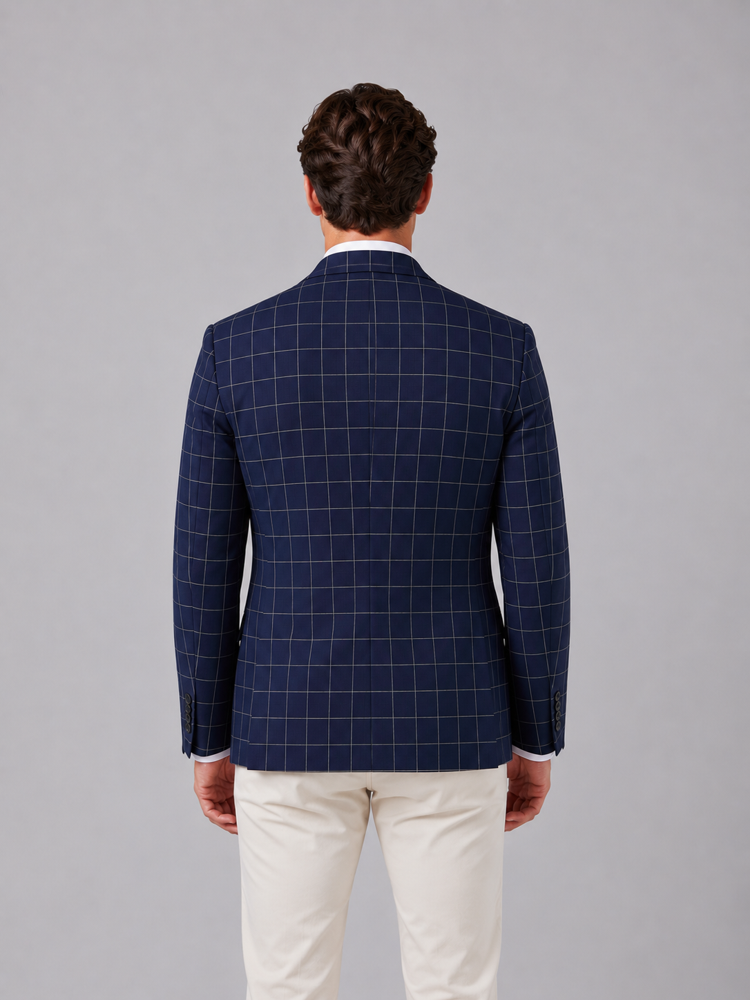 Men's Windowpane Check Tailored Blazer