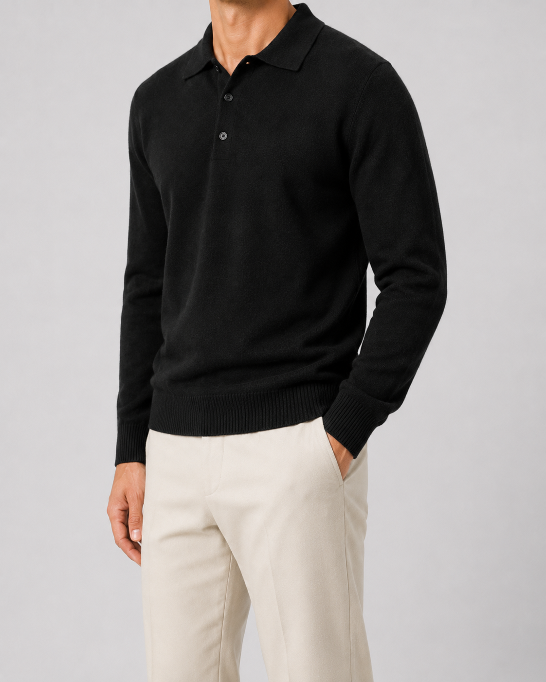 Men's Wool Knit Polo Sweater