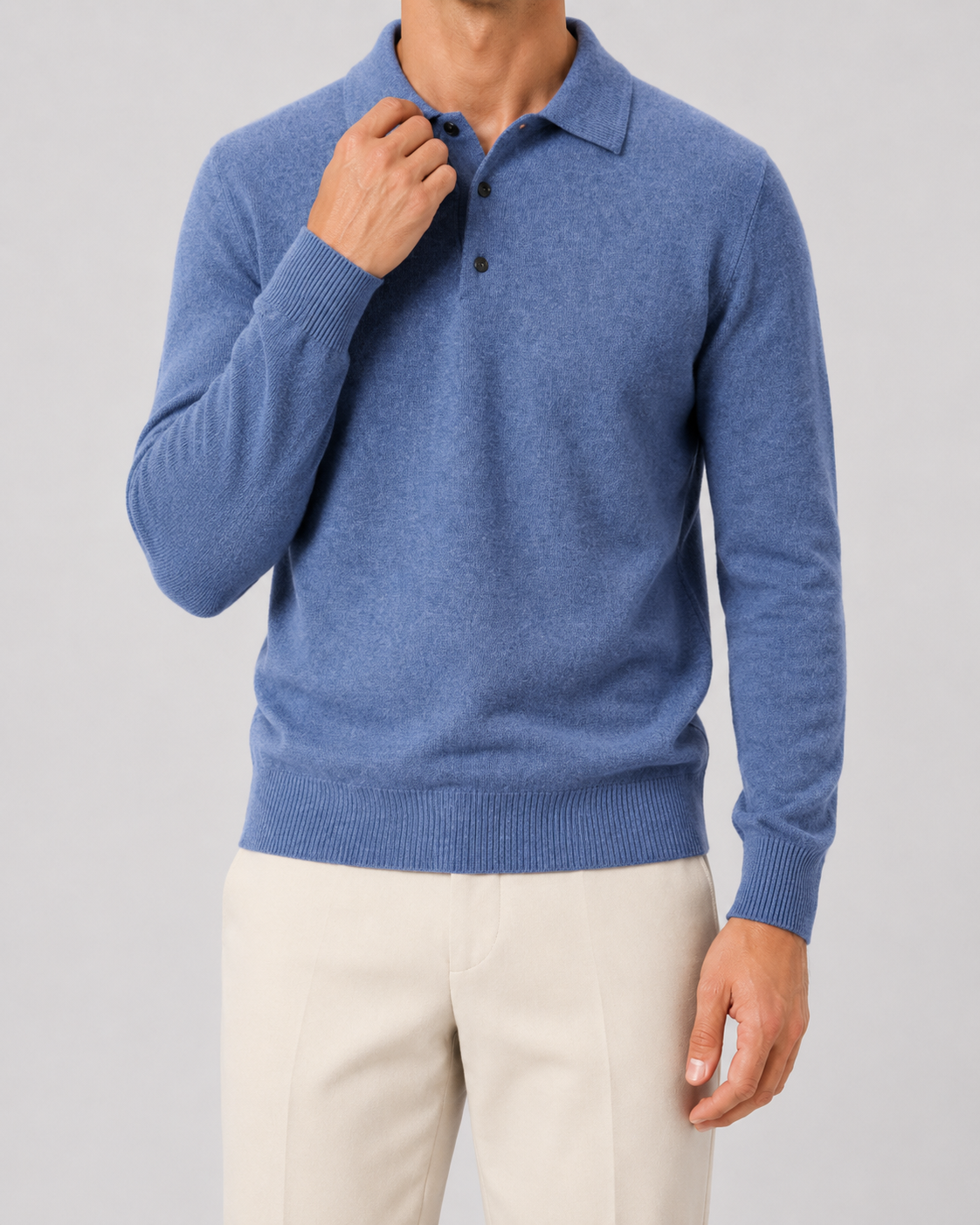 Men's Wool Knit Polo Sweater
