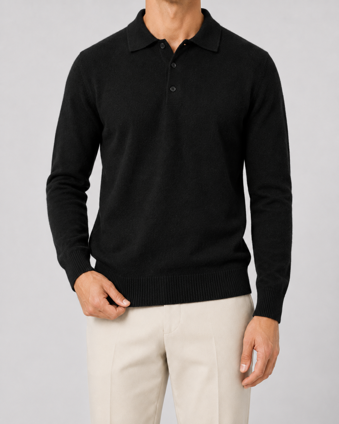 Men's Wool Knit Polo Sweater