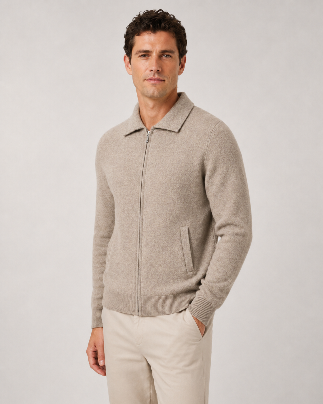 Men's Wool Zip-Up Sweater