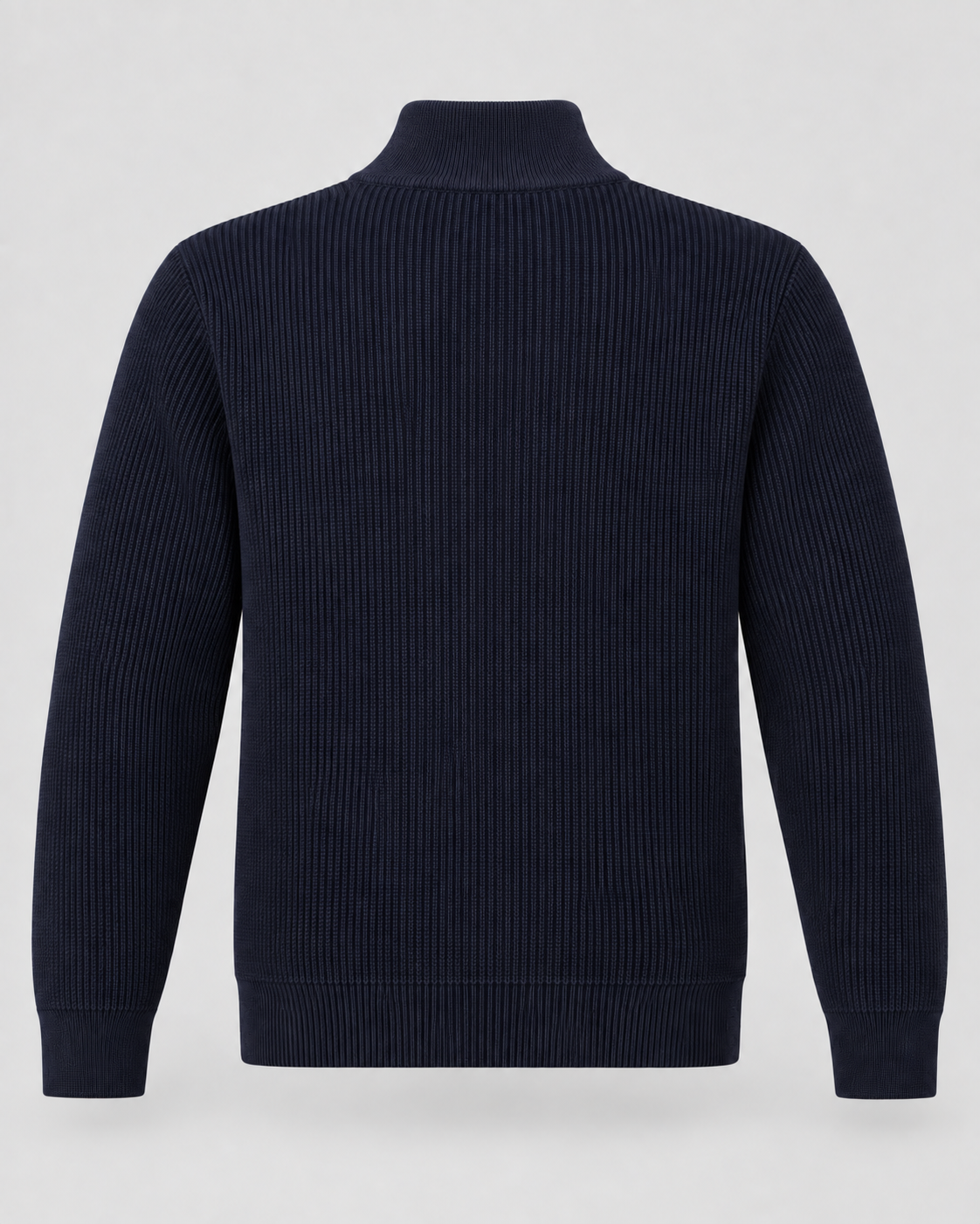 Men's Zip Sweater - Ribbed Knit Stand Collar